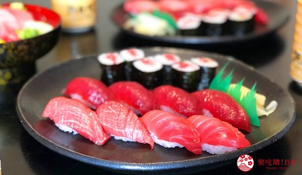 大間黑鮪魚所做的鮪魚壽司拼盤